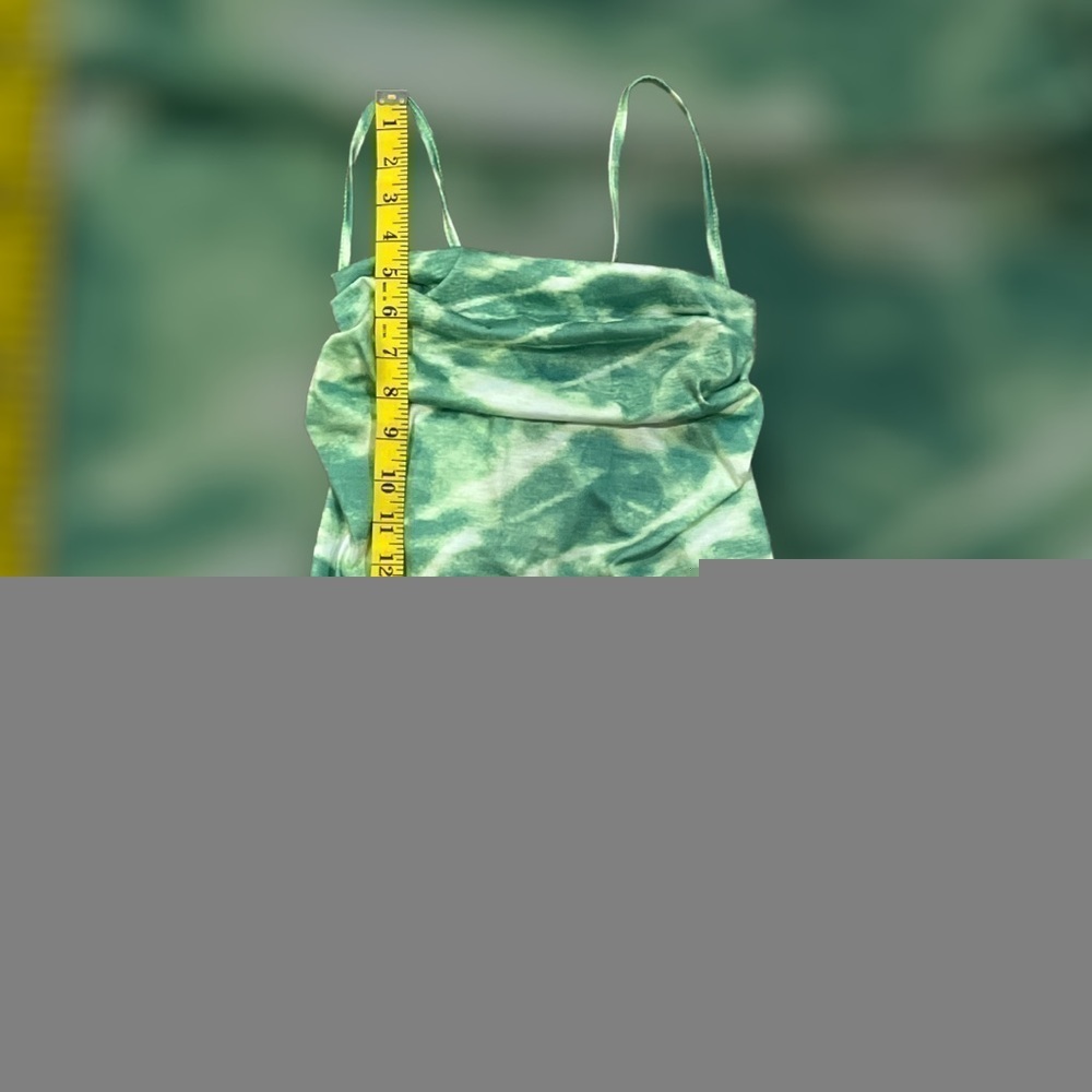 Green tie dye strappy open back crop top size M